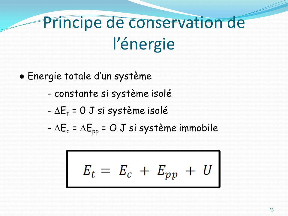 principe de conservation de l energie